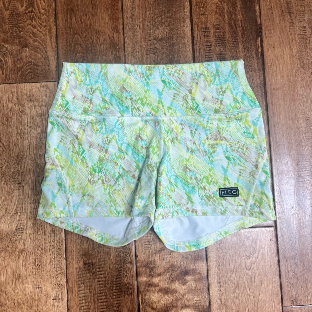 Fleo Women's Vibrant Green and Yellow Athletic Shorts